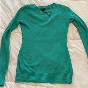 Express Women's Vibrant Green Crew Neck Sweater